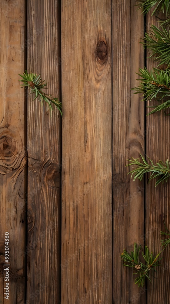 Green Pine Tree fir branches Wooden Xmas Background Green Pine Tree fir branches Wooden Xmas Background