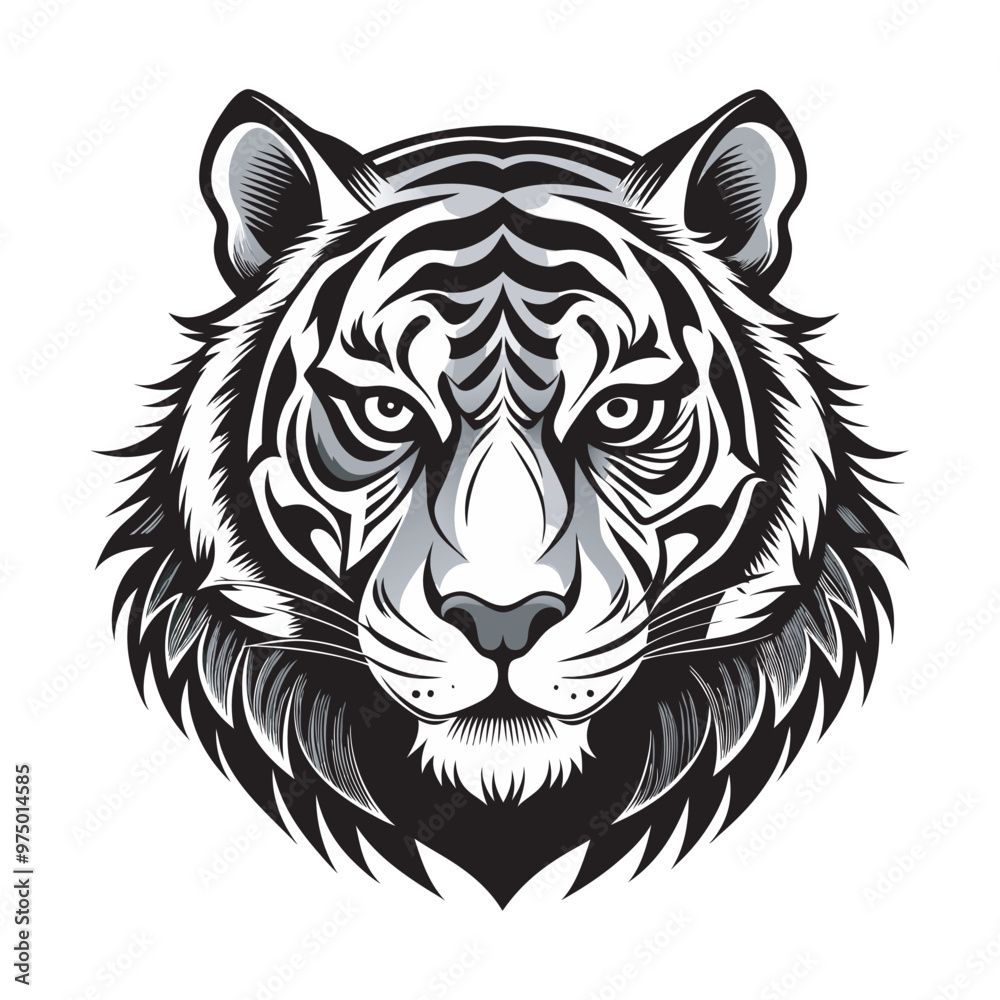 High-Resolution Tiger Head Vector for Print and Web and Detailed Tiger Head Illustration for Logos and Branding High-Resolution Tiger Head Vector for Print and Web and Detailed Tiger Head Illustration for Logos and Branding