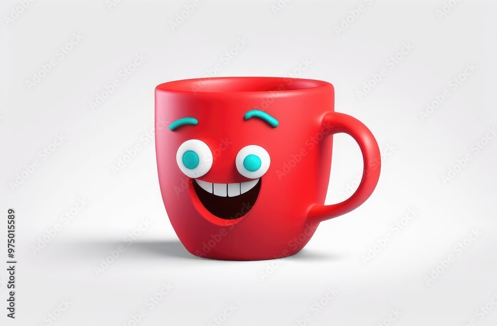 3d model of a red cup, smile, emotion, happiness, toy. cartoon illustration 3d model of a red cup, smile, emotion, happiness, toy. cartoon illustration