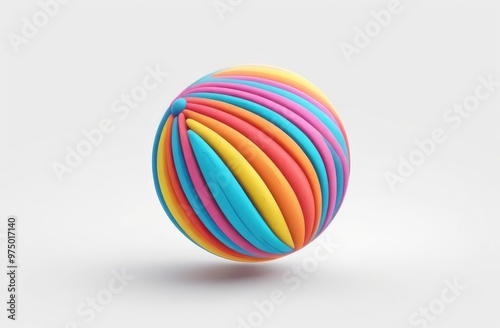 colored ball on a white background, 3D illustration.