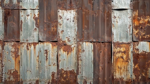 Rusty Zinc Sheet Wall. AI generated illustration