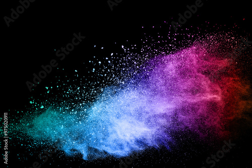 abstract colored dust explosion on a black background.abstract powder splatted background,Freeze motion of color powder exploding/throwing color powder, multicolored glitter texture.