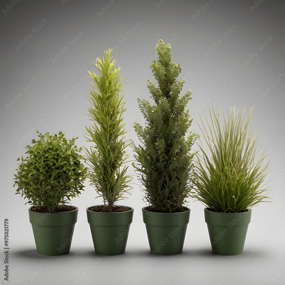 A group of small green shrubs like grass, in a single horizontal row. A group of small green shrubs like grass, in a single horizontal row.