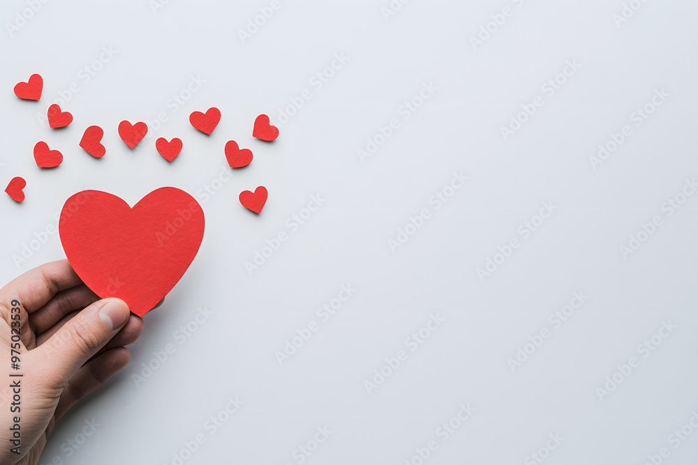 Hand Holding a Cutout of a Heart with Cutout Heart Shapes | Symbol of Love, Compassion, and Connection Hand Holding a Cutout of a Heart with Cutout Heart Shapes | Symbol of Love, Compassion, and Connection
