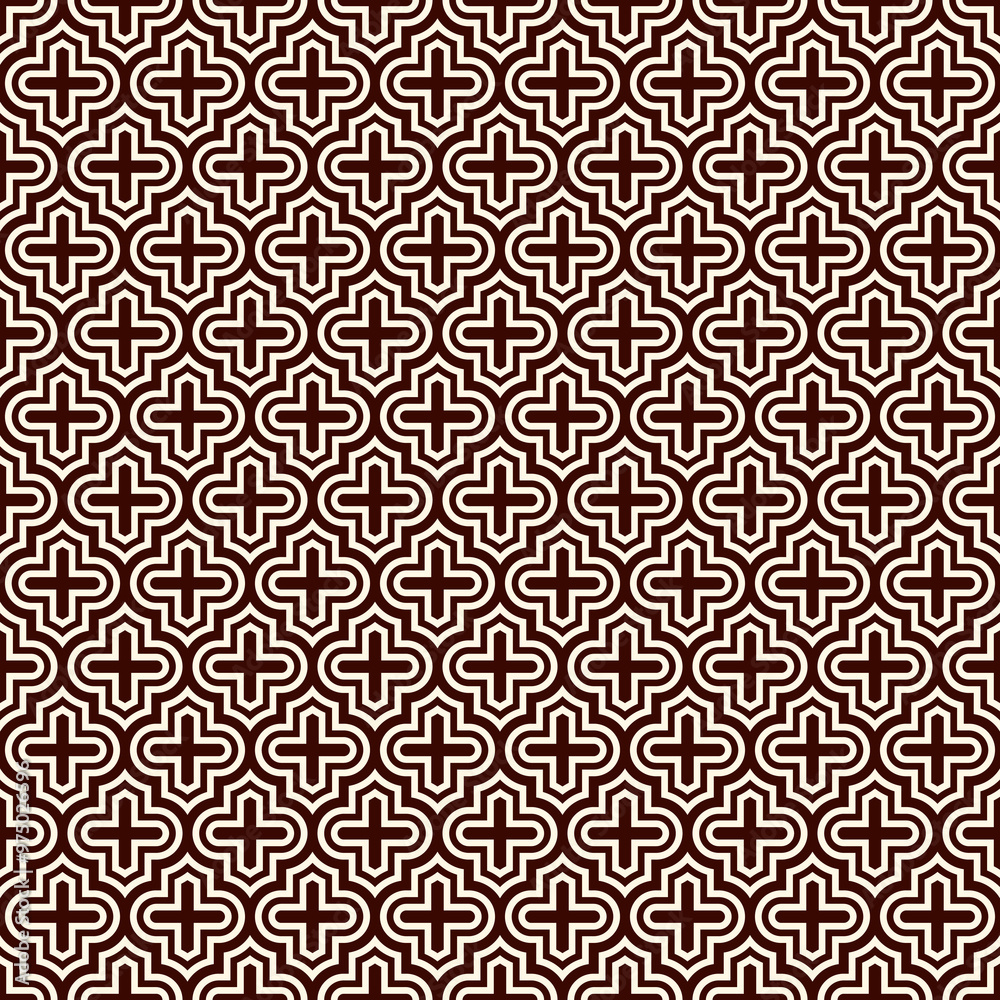 Seamless surface design with ogee ornament. Oriental traditional pattern with repeated mosaic tile. Tracery window wallpaper. Moroccan crosses motif. Arabesque digital paper, textile print. Vector art Seamless surface design with ogee ornament. Oriental traditional pattern with repeated mosaic tile. Tracery window wallpaper. Moroccan crosses motif. Arabesque digital paper, textile print. Vector art