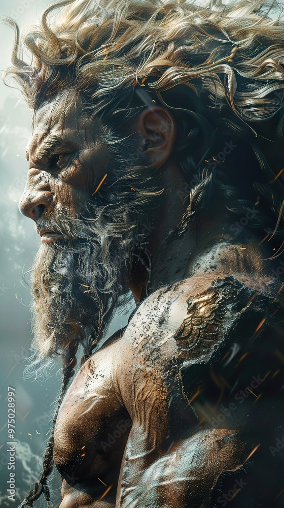 Powerful Warrior Portrait: A Mythical Figure Powerful Warrior Portrait: A Mythical Figure