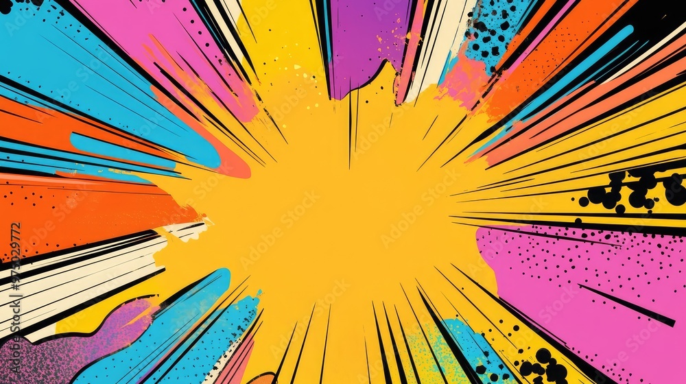 Fototapeta premium Blank Colorful Comic Background. AI generated illustration