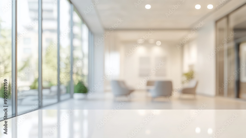 Fototapeta premium White Open Space Office Interior. AI generated illustration