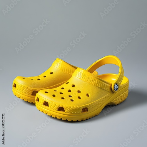 Bright Yellow Crocs Footwear. AI generated illustration