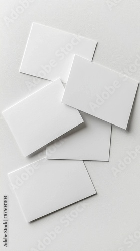 Spread of Blank White Rectangular Postcards Against Plain Background