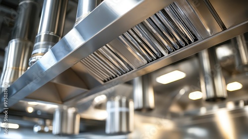 Industrial Kitchen Exhaust Hood. AI generated illustration photo