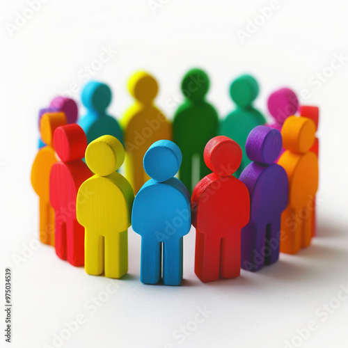 people colorful toys figures group circle teamwork diversity unity collaboration community gathering plastic figures multicolored togetherness collective 