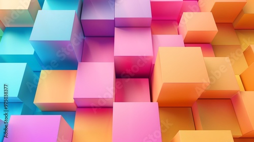 Abstract colorful 3D cubes background pattern. Modern geometric design for website, presentation, social media, wallpaper, print