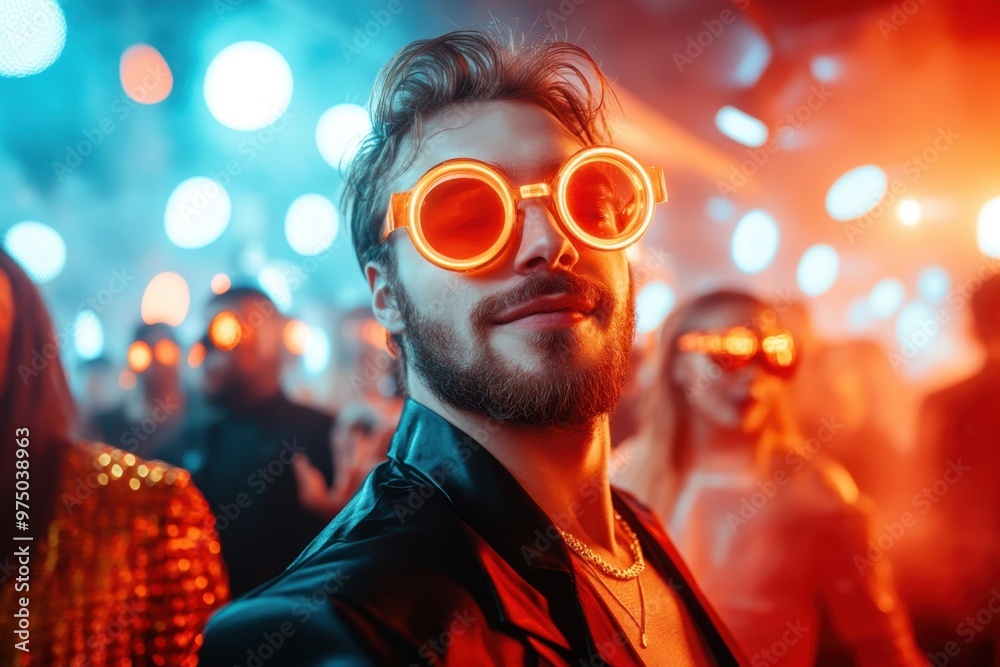 Cyberpunk Halloween Bash in Dystopian Neon Nightclub Cyberpunk Halloween Bash in Dystopian Neon Nightclub