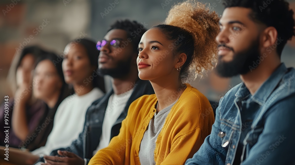 Fototapeta premium Attentive Group of Diverse Individuals Listening Intently