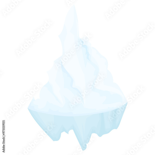 Cartoon vector iceberg, arctic glaciers, ice peak isolated on white background. Frozen water crystals, floating ice floe in simple style. Arctic ice