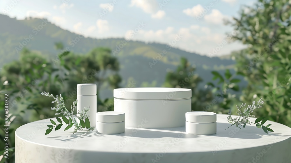 Organic Skincare Product Mockup in Nature Setting with Mountain View Organic Skincare Product Mockup in Nature Setting with Mountain View