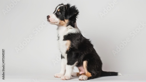 Australian Shepherd puppy sitting 