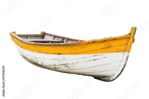 yellow and white wooden boat isolated png transparent background