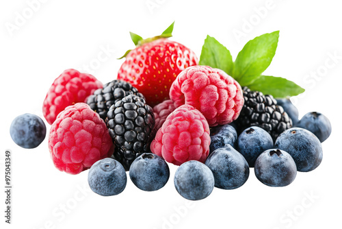 assorted berries including strawberries raspberries and blueberries isolated png transparent background