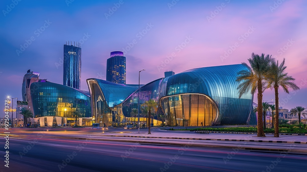 Fototapeta premium KAFD Buildings in Riyadh. AI generated illustration