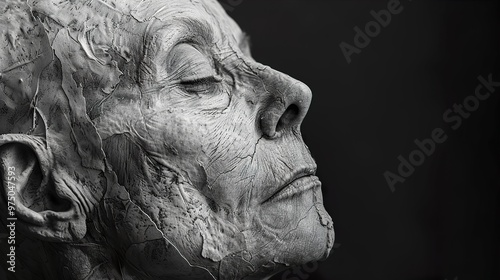 Close Up Portrait Sculpture of a Person with Eyes Closed