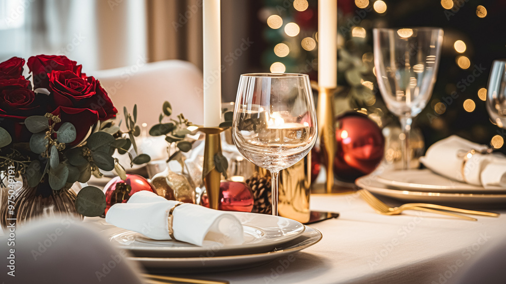 Holiday dinner at home, table decoration Holiday dinner at home, table decoration