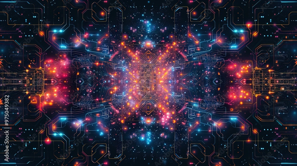 Abstract circuit cyberspace design created with Generative Ai technology Abstract circuit cyberspace design created with Generative Ai technology