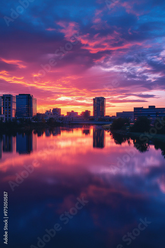 Skyline View bei Sonnenuntergang 
