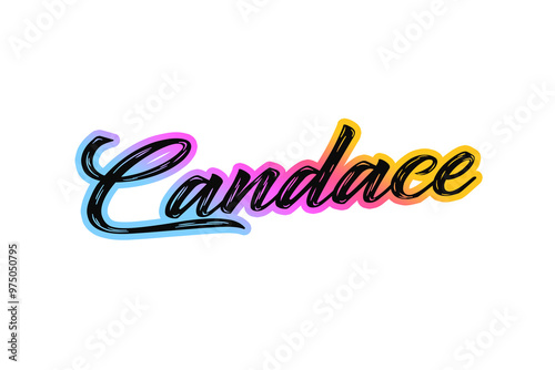 The name “Candace” written in a stylized colorful retro font photo