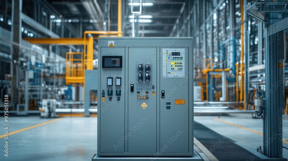 Electric Control Cabinet in Factory. AI generated illustration Electric Control Cabinet in Factory. AI generated illustration