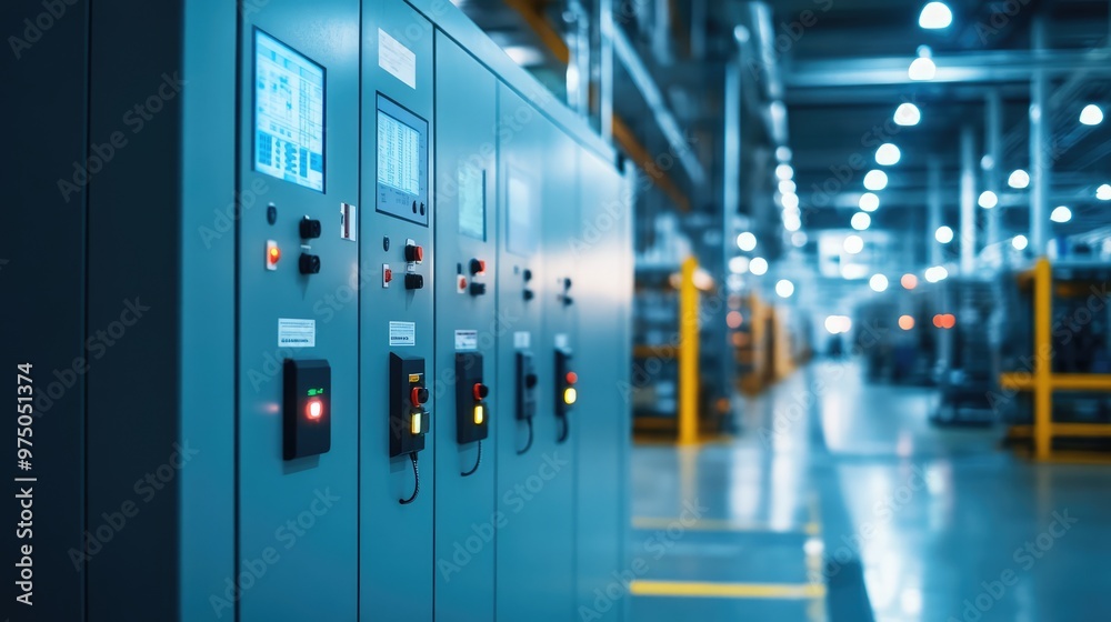 Electric Control Cabinet in Factory. AI generated illustration Electric Control Cabinet in Factory. AI generated illustration
