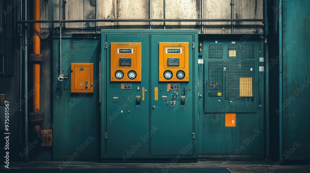 Electric Control Cabinet in Factory. AI generated illustration Electric Control Cabinet in Factory. AI generated illustration
