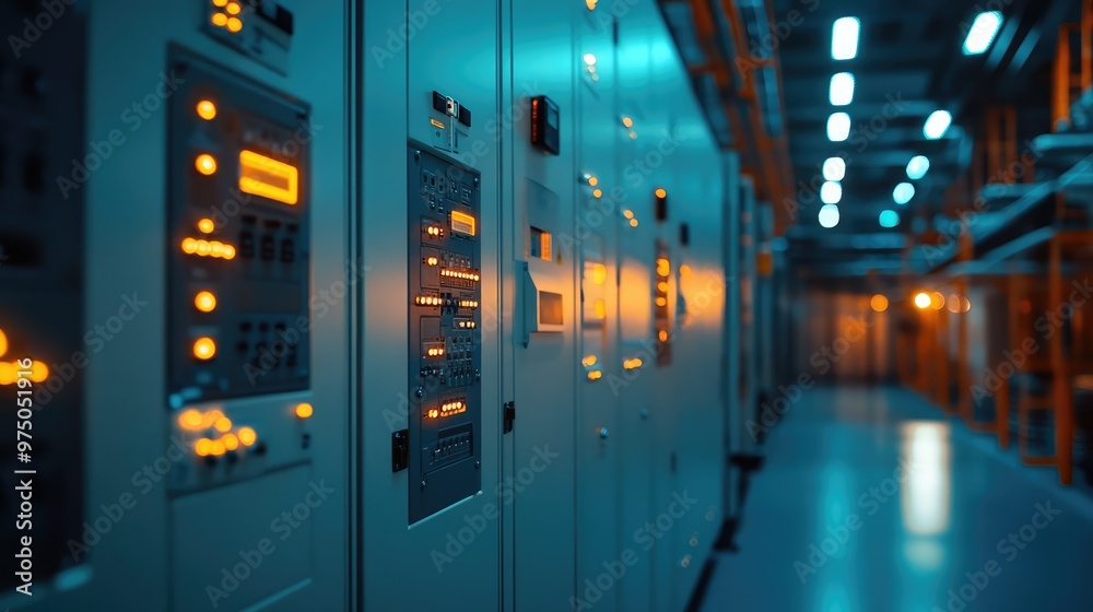 Electric Control Cabinet in Factory. AI generated illustration Electric Control Cabinet in Factory. AI generated illustration