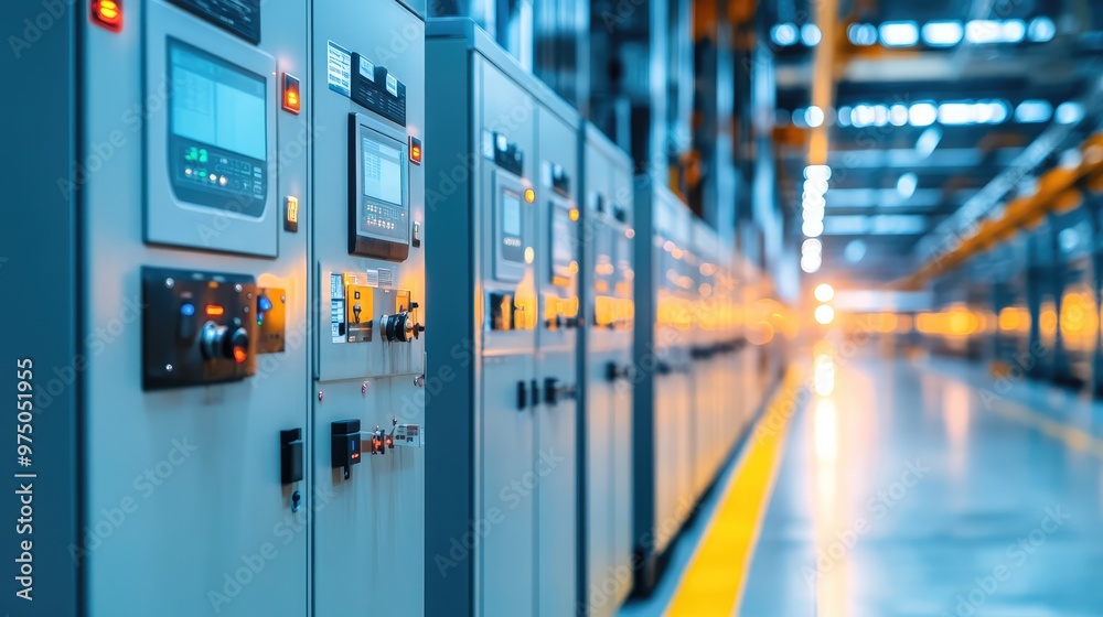 Electric Control Cabinet in Factory. AI generated illustration Electric Control Cabinet in Factory. AI generated illustration