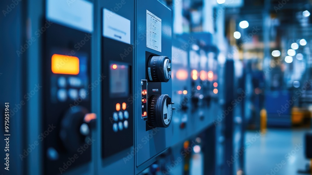 Electric Control Cabinet in Factory. AI generated illustration Electric Control Cabinet in Factory. AI generated illustration
