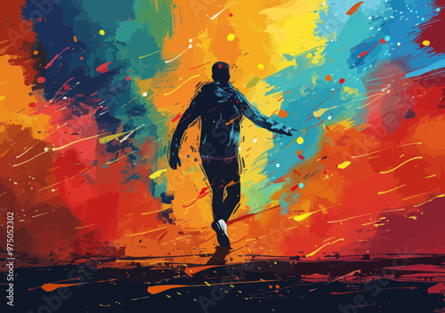 Dynamic Business Leader Reaching the Goal in Vibrant Abstract Finish Line, Achievement Concept, Colorful Motivational Vector Illustration for Success and Winning Themes