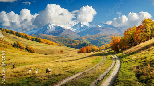 mountain road in autumn