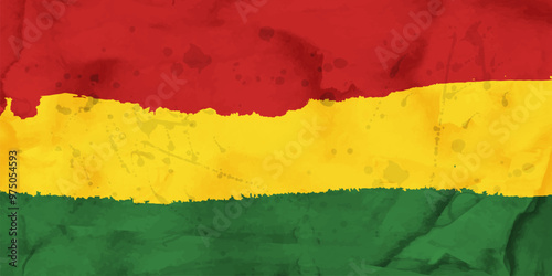 Watercolor vector background with classic reggae colors for your design.  EPS10
