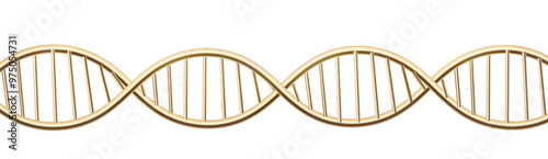 Golden DNA. 3d scientific element. Biotechnology. Genetic research sign.  illustration