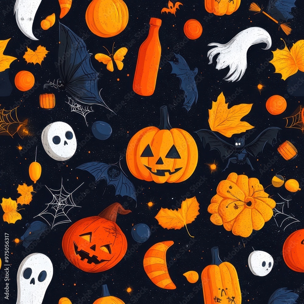Dynamic Seamless Halloween Icons Pattern for Spooktacular Designs Dynamic Seamless Halloween Icons Pattern for Spooktacular Designs