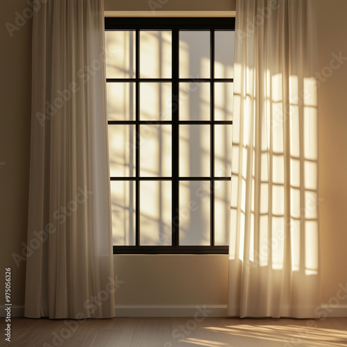 Wallpaper Mural Minimalistic Silhouette from a Double-Hung Window Design Torontodigital.ca