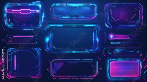 Futuristic Glow-Themed Game Stream Frames. AI generated illustration photo