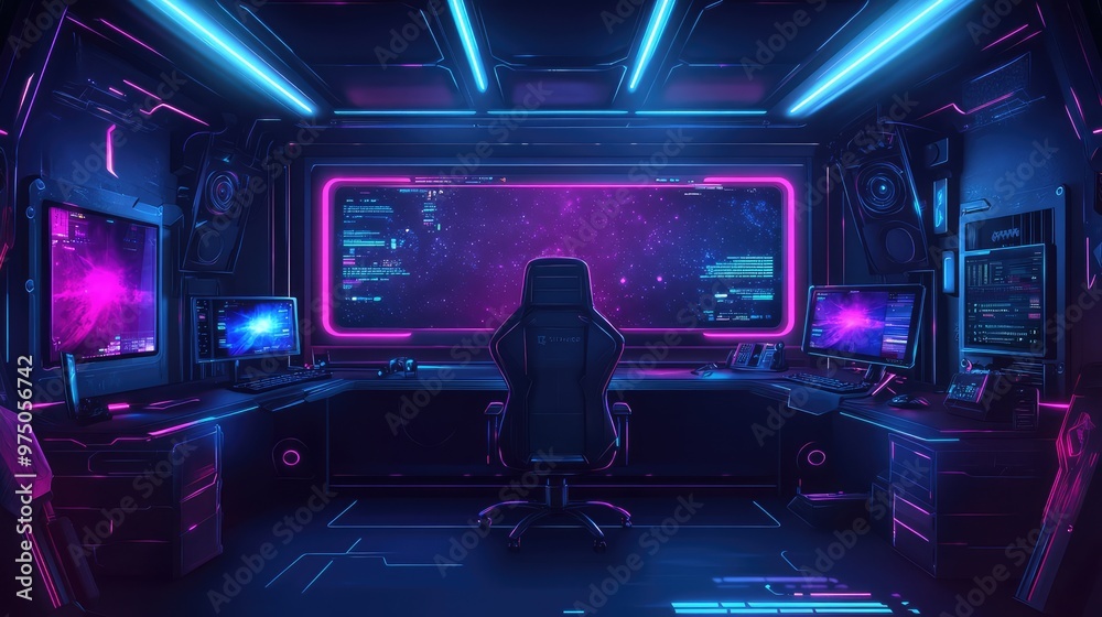 Futuristic Glow-Themed Game Stream Frames. AI generated illustration
