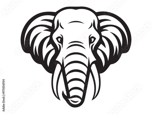 Wallpaper Mural Black and White Elephant Head Illustration Isolated on White Background. Concept of Wild Animal, Majestic Elephant, Graphic Design Element, Safari Icon Torontodigital.ca