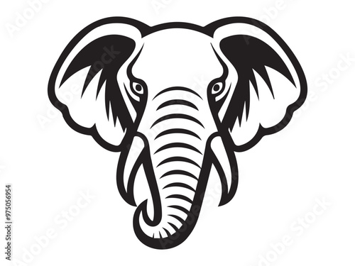Wallpaper Mural Black and White Elephant Head Illustration Isolated on White Background. Concept of Wild Animal, Majestic Elephant, Graphic Design Element, Safari Icon Torontodigital.ca