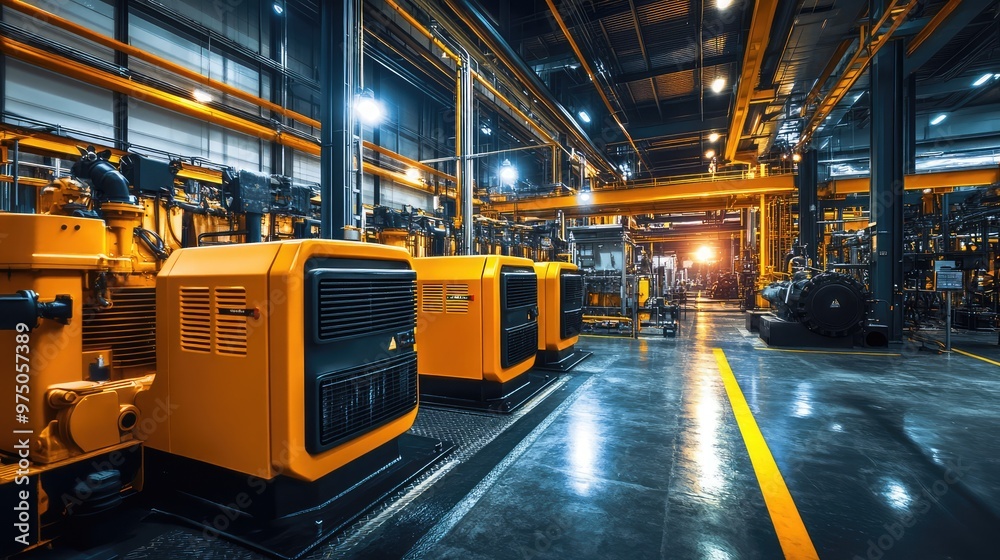 Fototapeta premium Generator Room with Power Backup. AI generated illustration