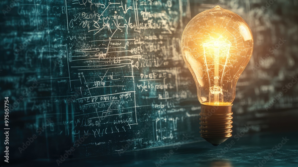 Glowing Lamp and Scientific Thought. AI generated illustration Glowing Lamp and Scientific Thought. AI generated illustration