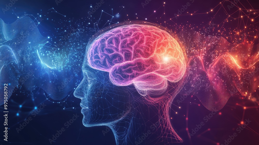 Human Brain Activity Waveforms. AI generated illustration Human Brain Activity Waveforms. AI generated illustration
