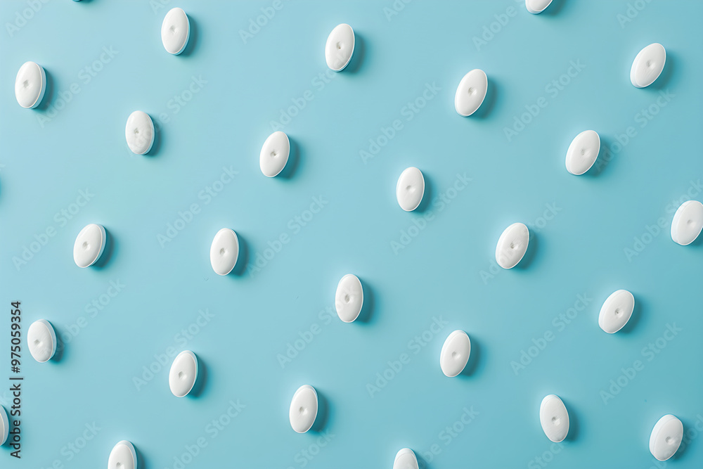 White pill on a blue background. Banner template for advertising vitamins, medicines, healthy lifestyle, microelements White pill on a blue background. Banner template for advertising vitamins, medicines, healthy lifestyle, microelements